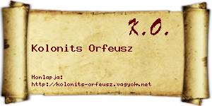 Kolonits Orfeusz névjegykártya
